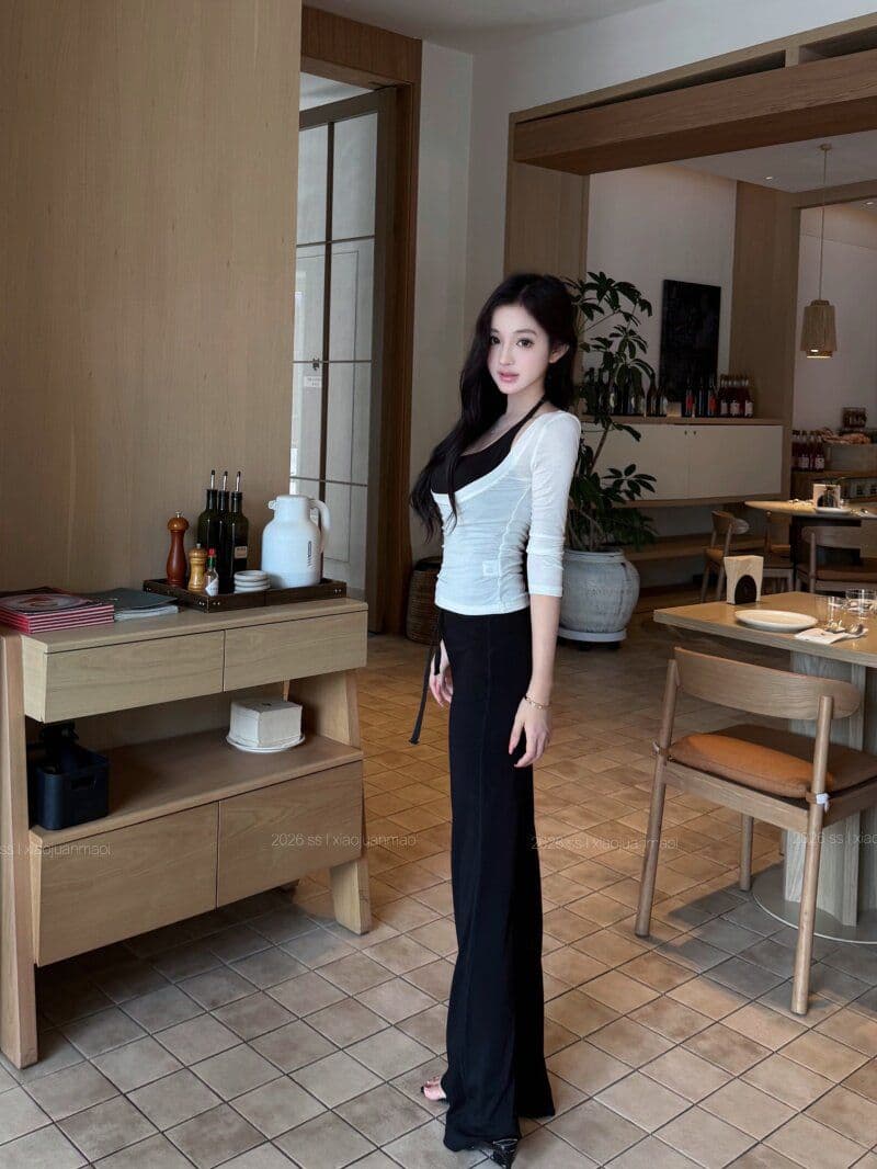 사람들 면 가슴 패드 순수한 욕망 순수한 욕망 마이크로 ~을 통해 반팔 티셔츠 행침 목 캐미솔 여름 캐주얼 투피스 세트 상세 이미지 5