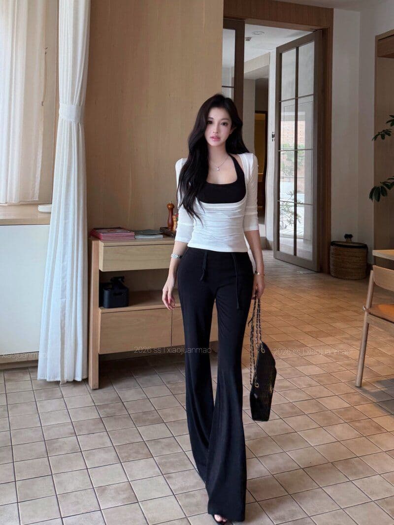 사람들 면 가슴 패드 순수한 욕망 순수한 욕망 마이크로 ~을 통해 반팔 티셔츠 행침 목 캐미솔 여름 캐주얼 투피스 세트 상세 이미지 7
