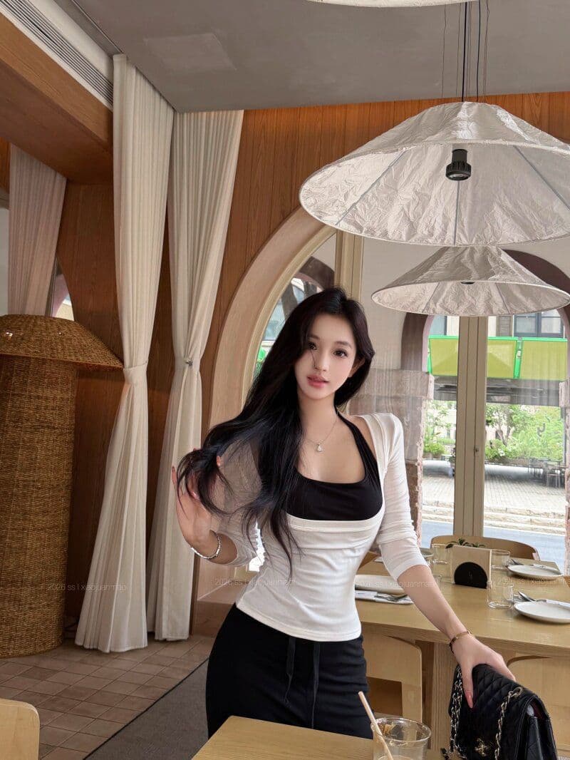사람들 면 가슴 패드 순수한 욕망 순수한 욕망 마이크로 ~을 통해 반팔 티셔츠 행침 목 캐미솔 여름 캐주얼 투피스 세트 상세 이미지 11