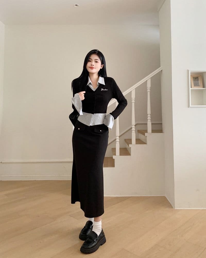 원본 것 모달 사람들 면 260 그램 핫걸 배색 페이크 레이어드 맨위 여성 가을 슬림해 보이는 상세 이미지 3