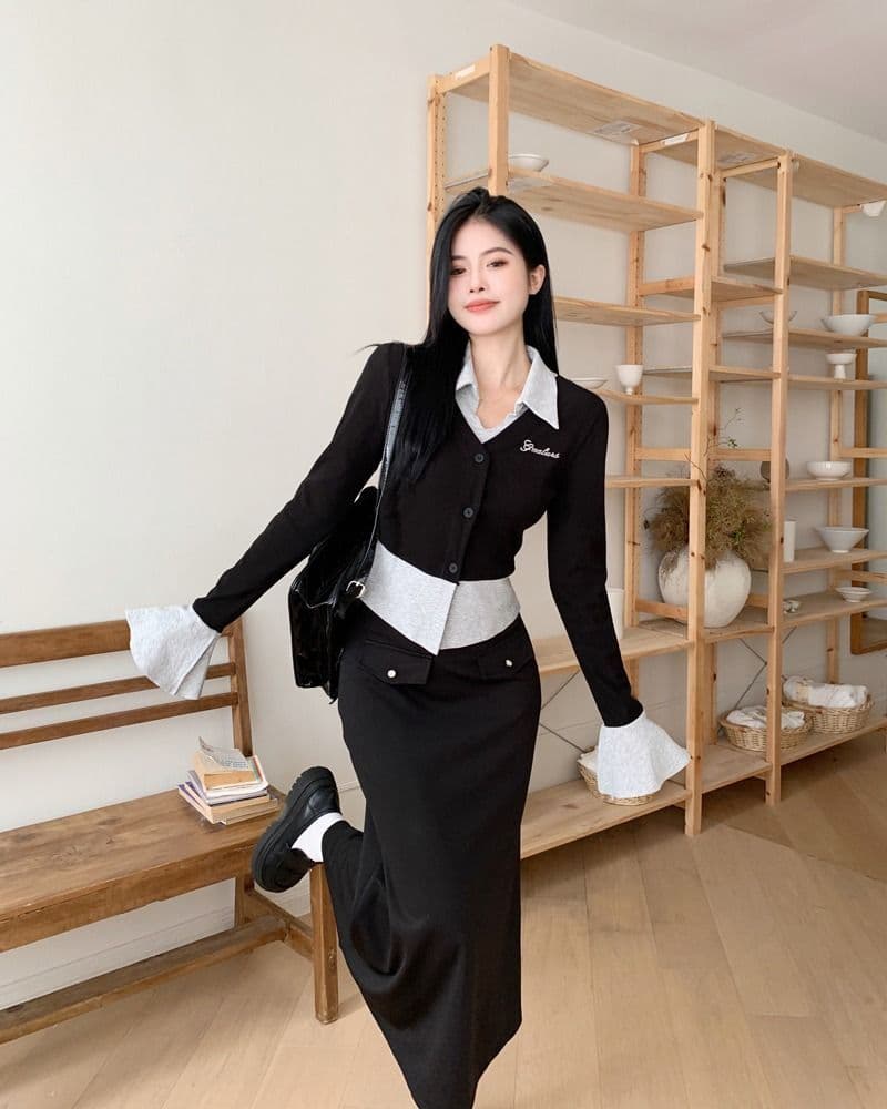 원본 것 모달 사람들 면 260 그램 핫걸 배색 페이크 레이어드 맨위 여성 가을 슬림해 보이는 상세 이미지 15