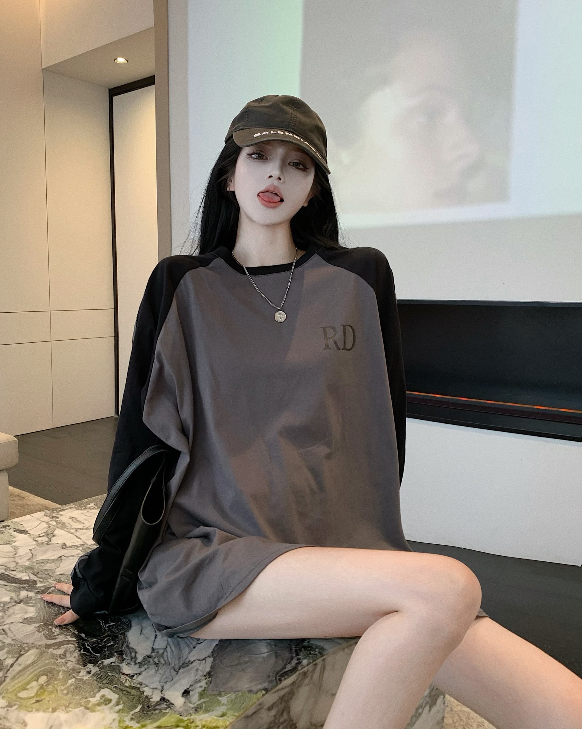 있음 선적 순면 좋은 품질 봄 가을 새로운 와이드 디자인 센스 삽입 어깨 티셔츠 학생 한국 대외 무역 상세 이미지 10