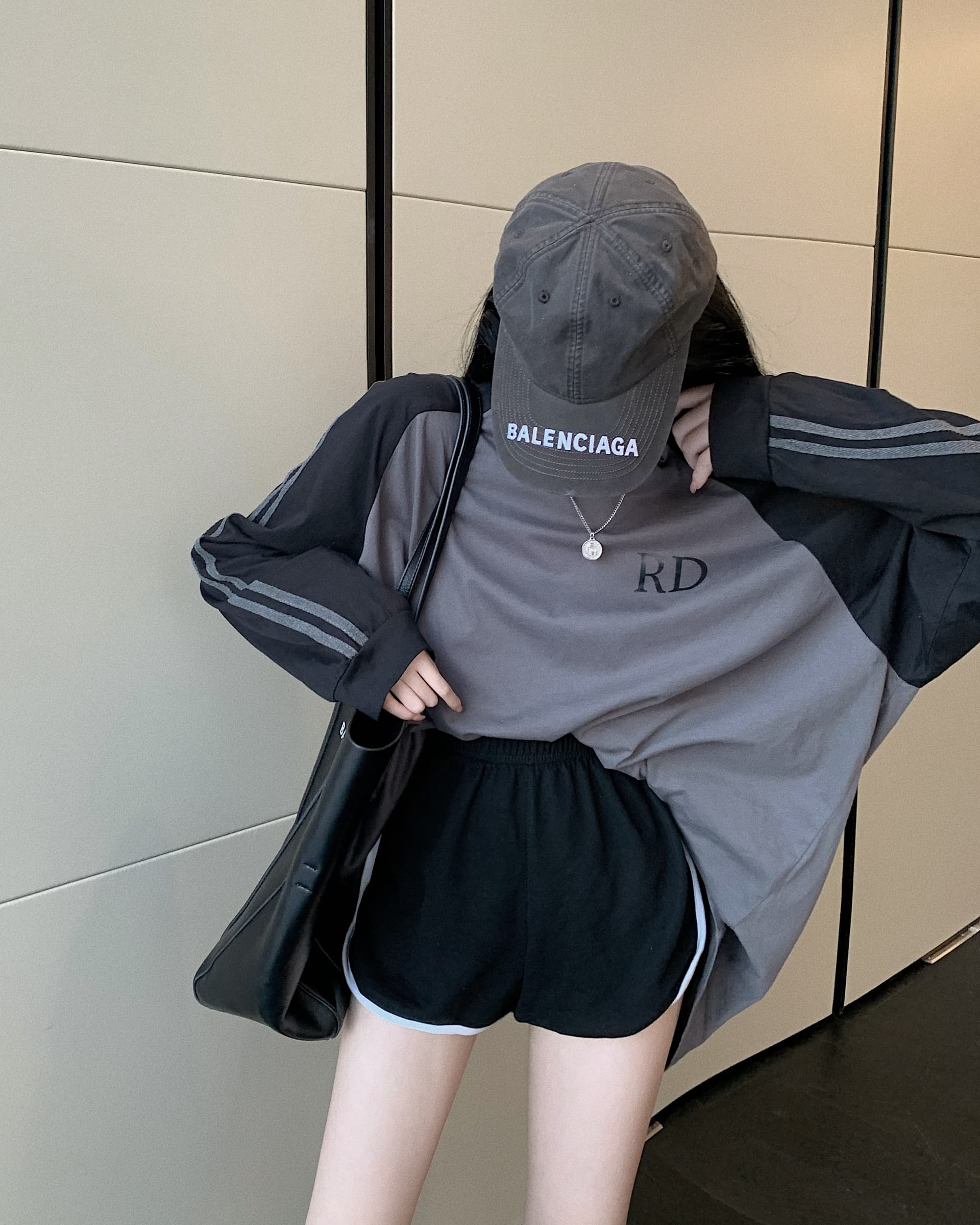 있음 선적 순면 좋은 품질 봄 가을 새로운 와이드 디자인 센스 삽입 어깨 티셔츠 학생 한국 대외 무역 상세 이미지 12