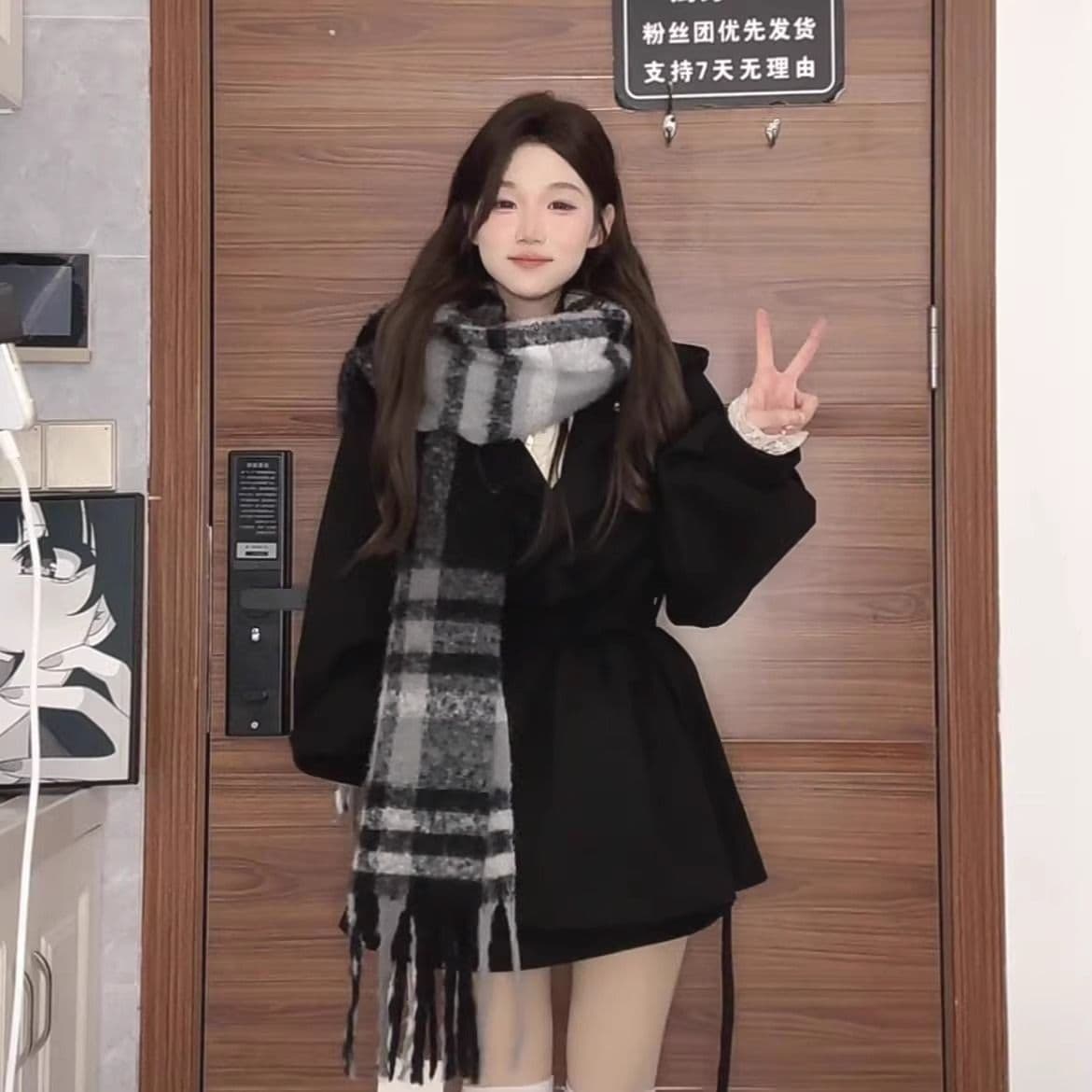 느긋한 바람 작은 키 바람막이 여성 코트 2026 년 가을 새로운 루즈핏 쇼트 스타일 후드 망토 허리 수축 코트 상세 이미지 3