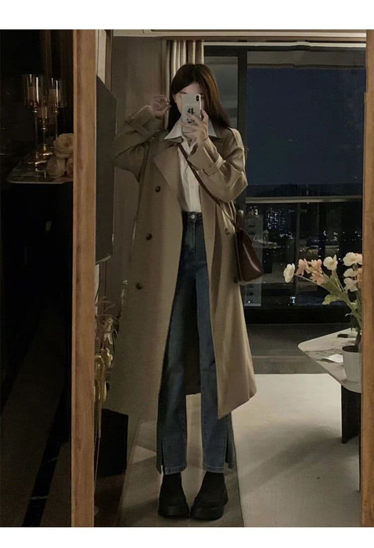 바람막이 여성 2026 봄 가을 새로운 한 부서 작은 키 중간 길이 코트 품격 영국식 바람 고급 센스 재킷 상세 이미지 6