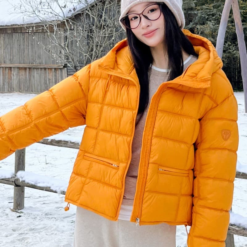 실사 가위 구름 후드 갈비 살 면 의류 여성 겨울 얇고 가벼운 작은 키 야외 캐주얼 보온 여성 코트 이미지 5