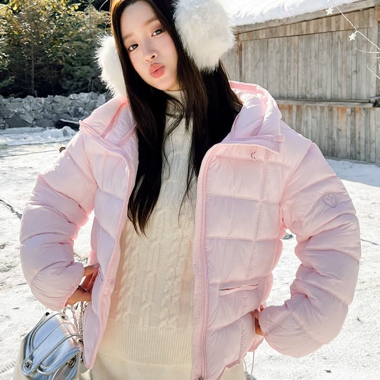 실사 가위 구름 후드 갈비 살 면 의류 여성 겨울 얇고 가벼운 작은 키 야외 캐주얼 보온 여성 코트 이미지 3
