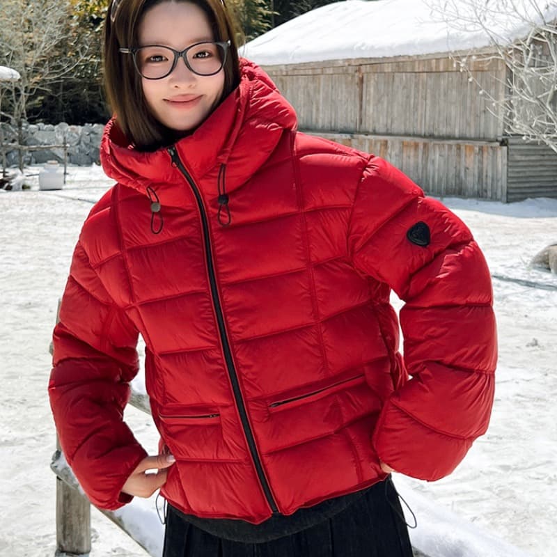 실사 가위 구름 후드 갈비 살 면 의류 여성 겨울 얇고 가벼운 작은 키 야외 캐주얼 보온 여성 코트 이미지 6