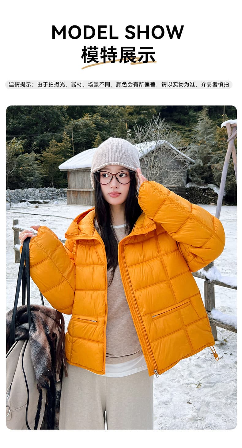 실사 가위 구름 후드 갈비 살 면 의류 여성 겨울 얇고 가벼운 작은 키 야외 캐주얼 보온 여성 코트 상세 이미지 14