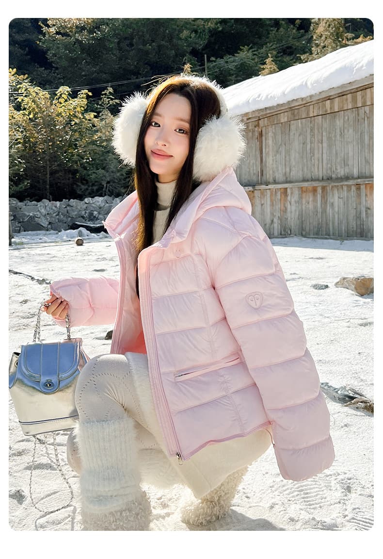 실사 가위 구름 후드 갈비 살 면 의류 여성 겨울 얇고 가벼운 작은 키 야외 캐주얼 보온 여성 코트 상세 이미지 32