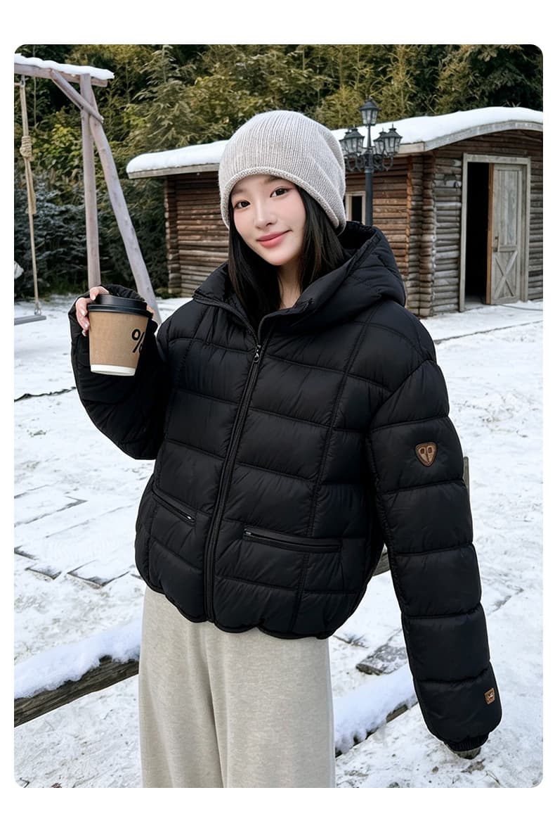 실사 가위 구름 후드 갈비 살 면 의류 여성 겨울 얇고 가벼운 작은 키 야외 캐주얼 보온 여성 코트 상세 이미지 35