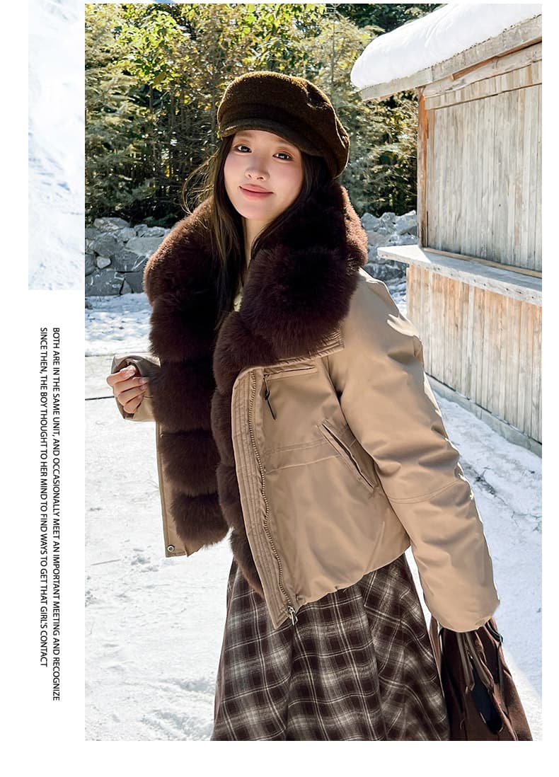 실사 2026 새로운 모방 여우 모피 칼라 아래 면화 의류 여성 짧은 패션 루즈핏 두꺼운 Parker 세트 상세 이미지 32