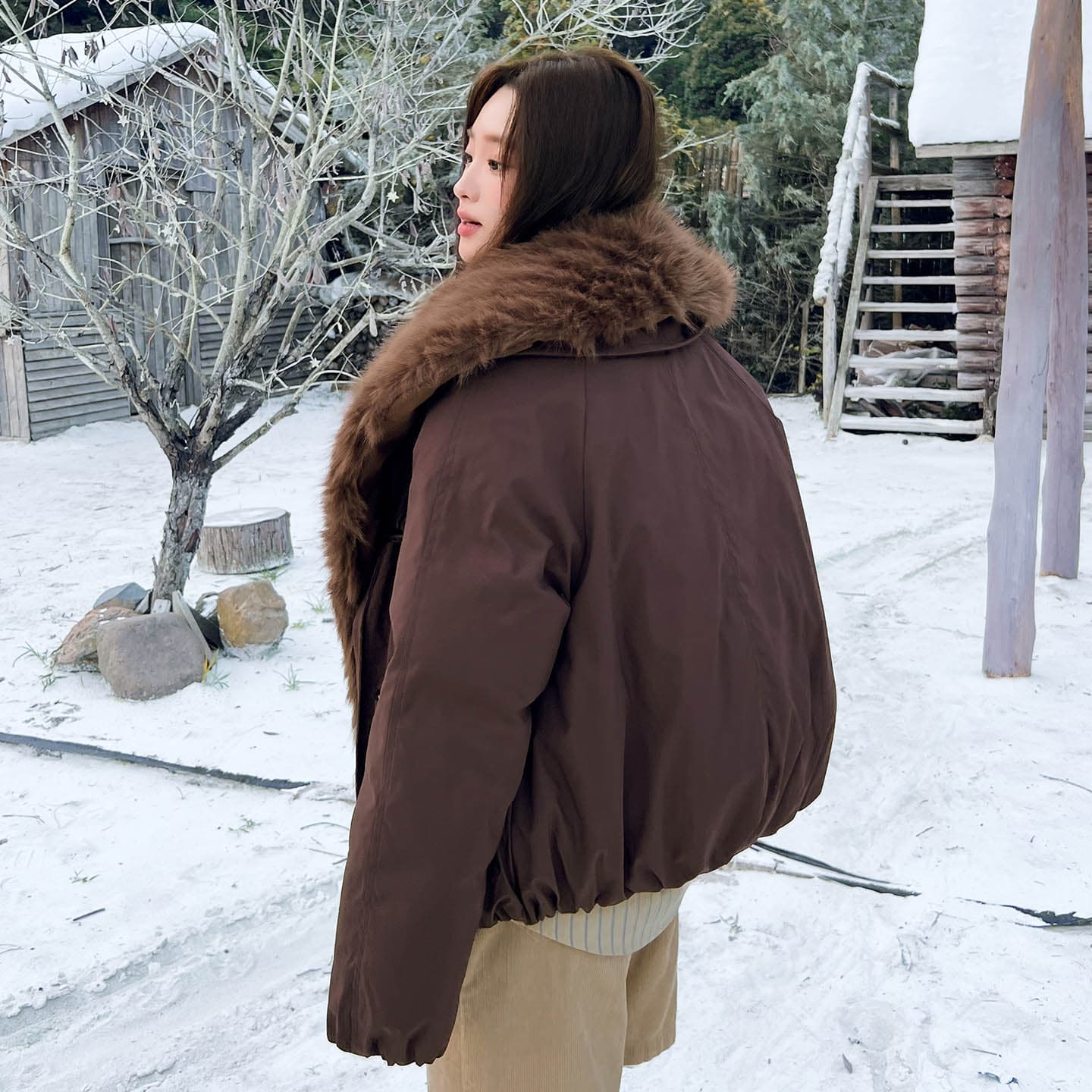실사 2026 겨울 새로운 소뿔 버클 플리스 패치워크 바 En 바람 Parker 면 의류 여성 두꺼운 면 옷 재킷 이미지 6