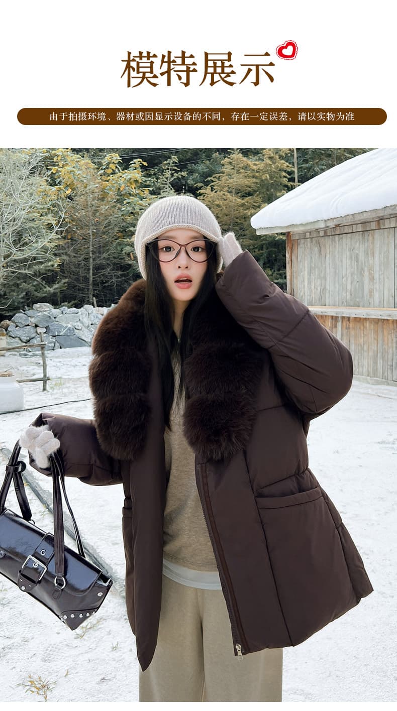실사 품격 명문 여성 바람 재킷 고급 품격 허리 수축 후드 면 옷 스키복 둘 착용 두꺼운 면 의류 여성 상세 이미지 14