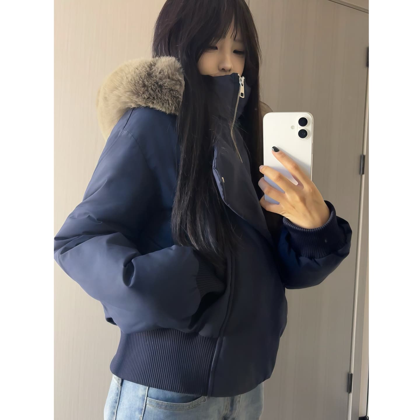 블루스 순간 여우 모피 칼라 쇼트 스타일 자이언트 잘 생긴 다운 재킷 여성 머저리 작은 키 재킷 새로운 코튼 자켓 이미지 4
