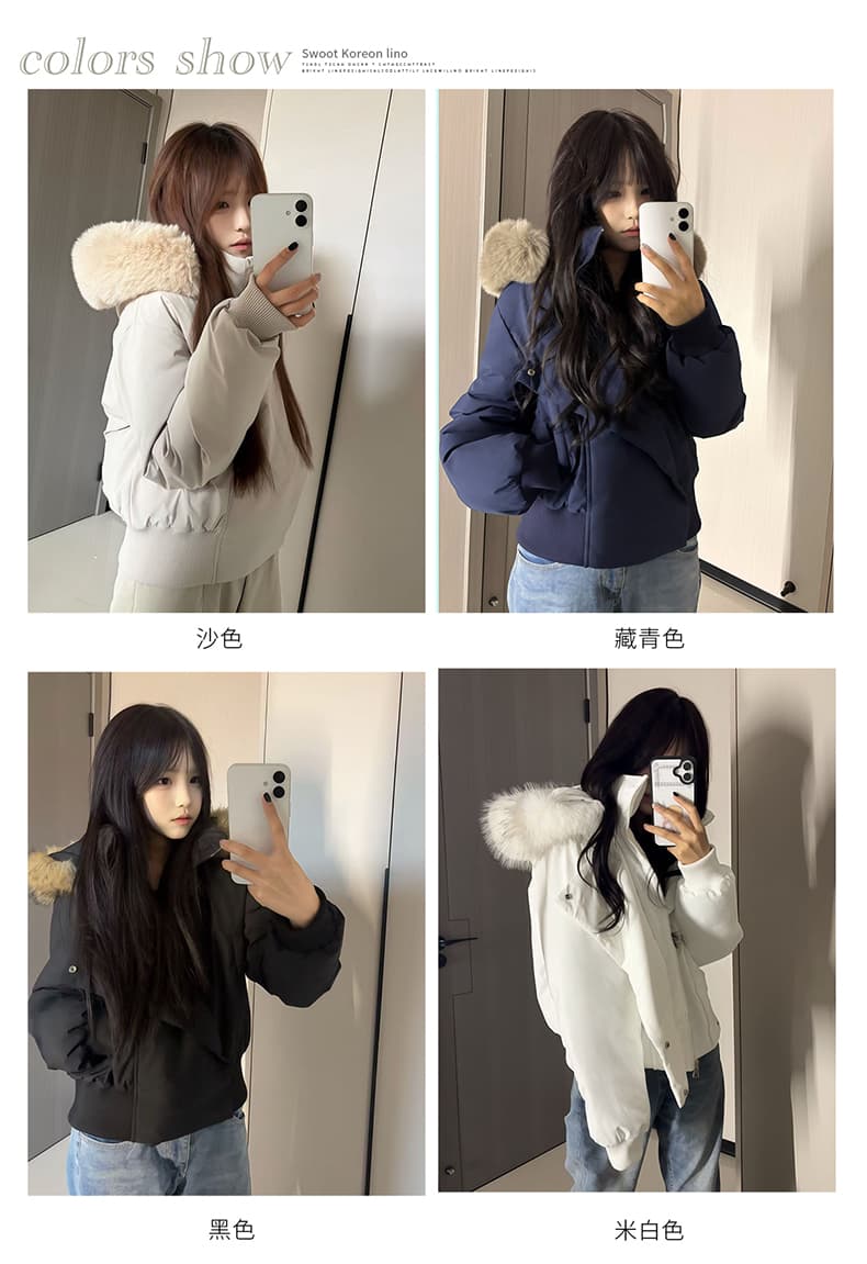 블루스 순간 여우 모피 칼라 쇼트 스타일 자이언트 잘 생긴 다운 재킷 여성 머저리 작은 키 재킷 새로운 코튼 자켓 상세 이미지 9