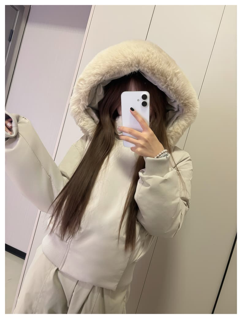 블루스 순간 여우 모피 칼라 쇼트 스타일 자이언트 잘 생긴 다운 재킷 여성 머저리 작은 키 재킷 새로운 코튼 자켓 상세 이미지 11