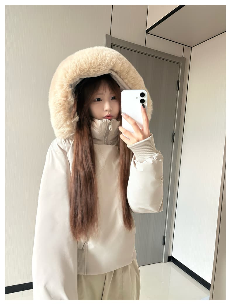 블루스 순간 여우 모피 칼라 쇼트 스타일 자이언트 잘 생긴 다운 재킷 여성 머저리 작은 키 재킷 새로운 코튼 자켓 상세 이미지 13