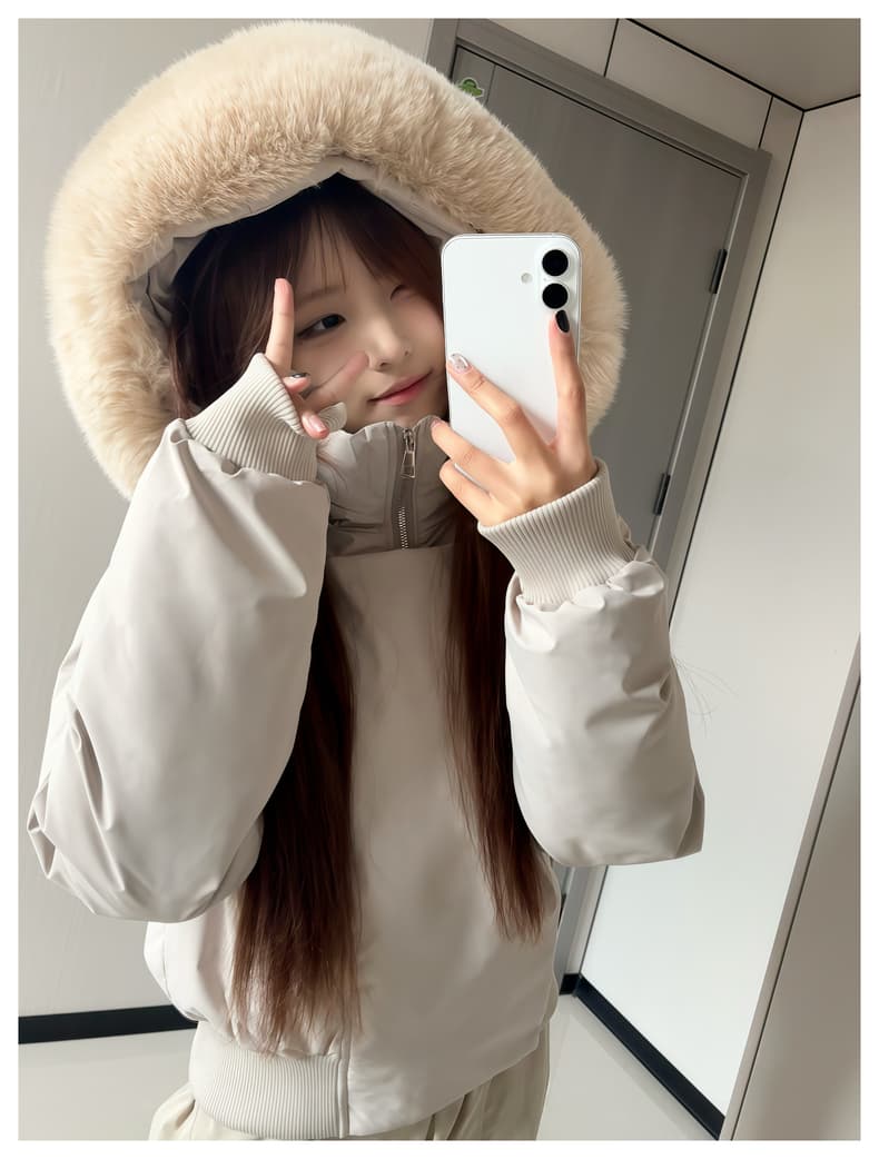 블루스 순간 여우 모피 칼라 쇼트 스타일 자이언트 잘 생긴 다운 재킷 여성 머저리 작은 키 재킷 새로운 코튼 자켓 상세 이미지 14