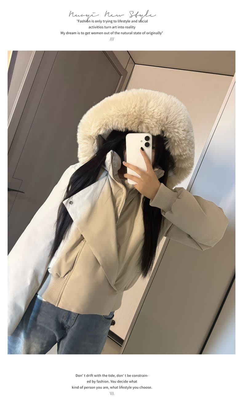 블루스 순간 여우 모피 칼라 쇼트 스타일 자이언트 잘 생긴 다운 재킷 여성 머저리 작은 키 재킷 새로운 코튼 자켓 상세 이미지 15