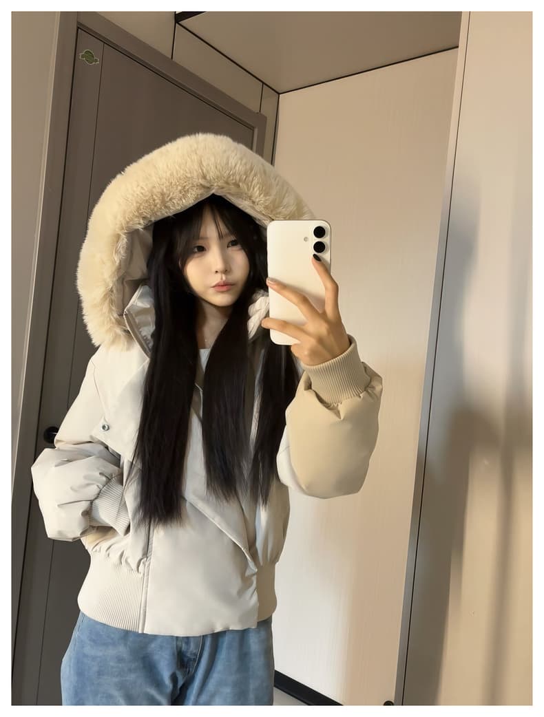 블루스 순간 여우 모피 칼라 쇼트 스타일 자이언트 잘 생긴 다운 재킷 여성 머저리 작은 키 재킷 새로운 코튼 자켓 상세 이미지 16
