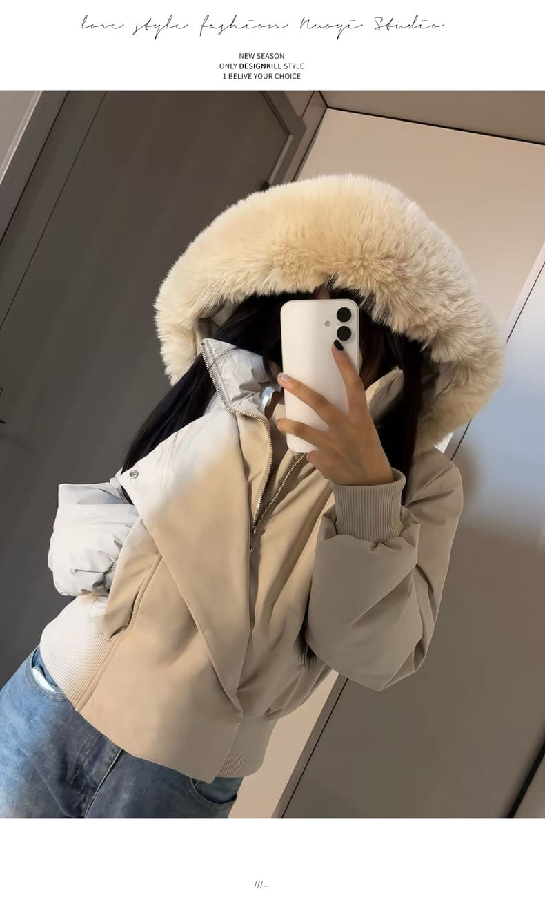 블루스 순간 여우 모피 칼라 쇼트 스타일 자이언트 잘 생긴 다운 재킷 여성 머저리 작은 키 재킷 새로운 코튼 자켓 상세 이미지 18