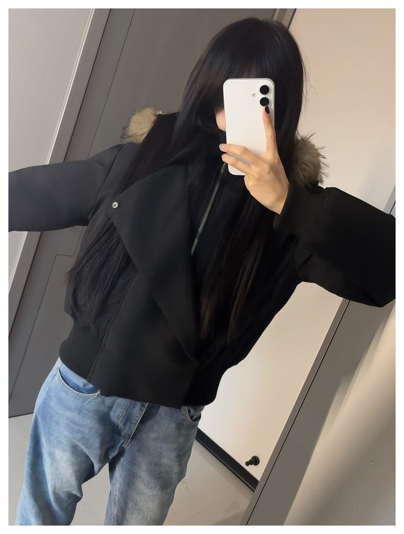 블루스 순간 여우 모피 칼라 쇼트 스타일 자이언트 잘 생긴 다운 재킷 여성 머저리 작은 키 재킷 새로운 코튼 자켓 상세 이미지 23
