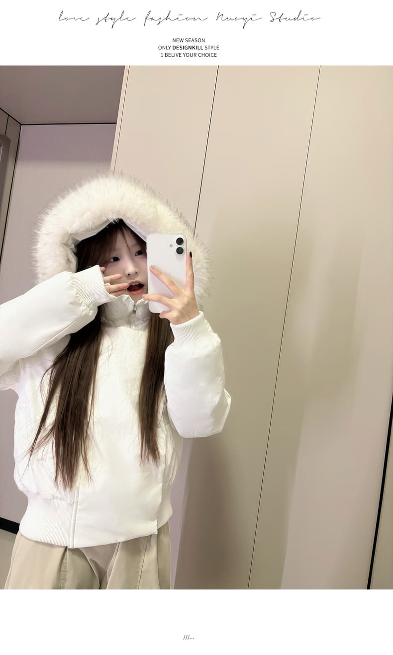 블루스 순간 여우 모피 칼라 쇼트 스타일 자이언트 잘 생긴 다운 재킷 여성 머저리 작은 키 재킷 새로운 코튼 자켓 상세 이미지 30
