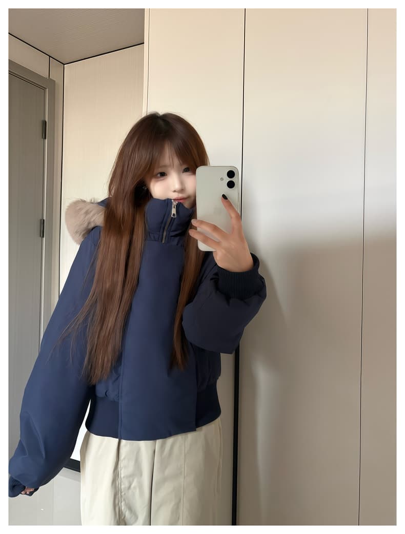 블루스 순간 여우 모피 칼라 쇼트 스타일 자이언트 잘 생긴 다운 재킷 여성 머저리 작은 키 재킷 새로운 코튼 자켓 상세 이미지 35