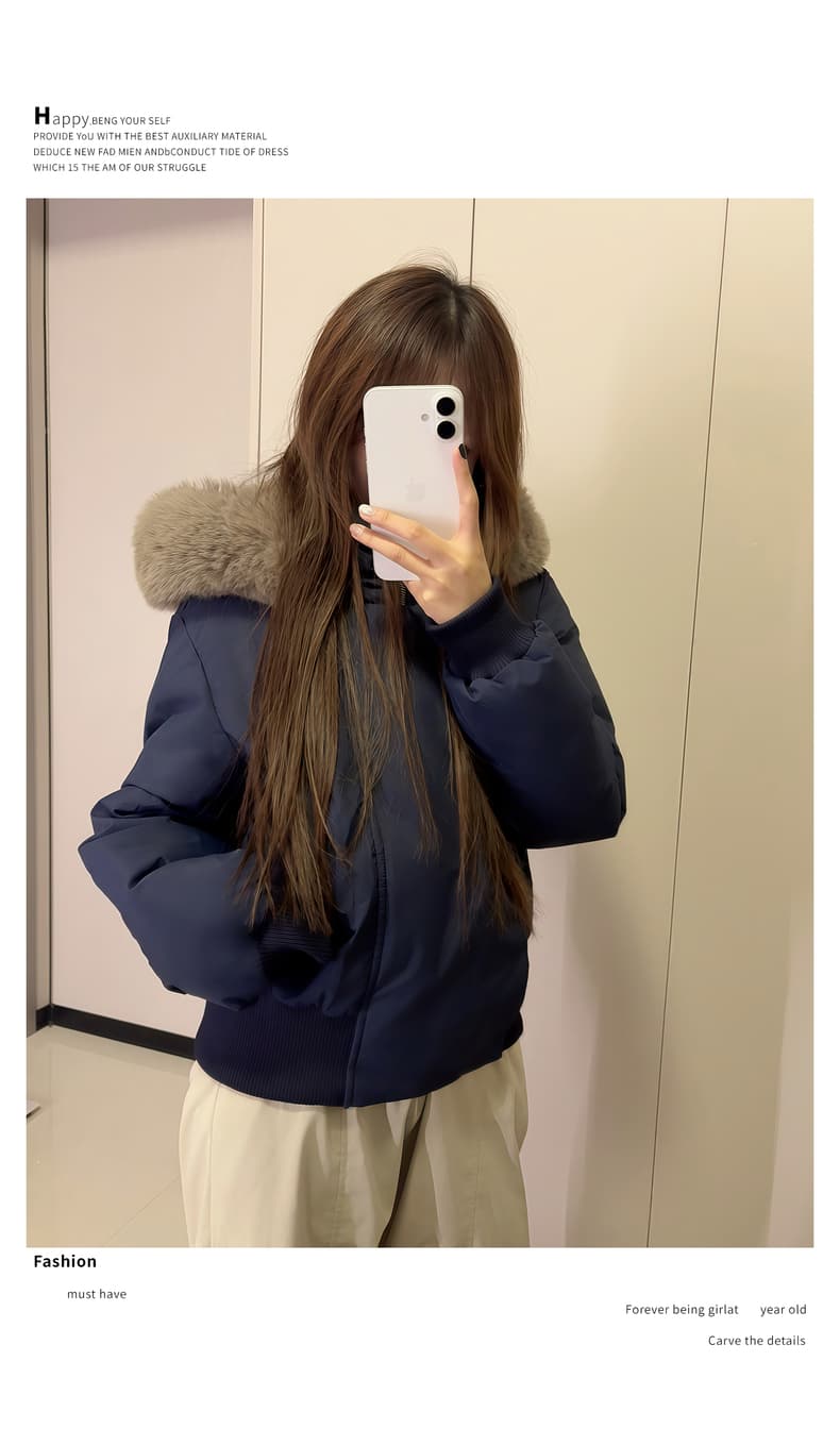 블루스 순간 여우 모피 칼라 쇼트 스타일 자이언트 잘 생긴 다운 재킷 여성 머저리 작은 키 재킷 새로운 코튼 자켓 상세 이미지 36