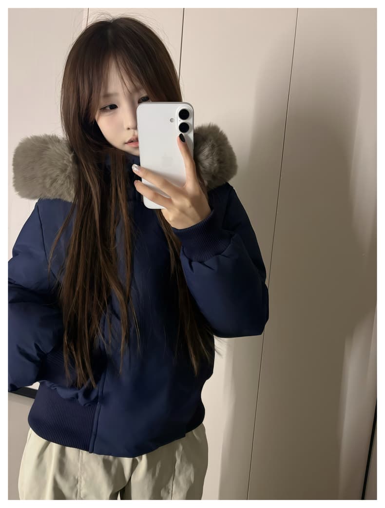 블루스 순간 여우 모피 칼라 쇼트 스타일 자이언트 잘 생긴 다운 재킷 여성 머저리 작은 키 재킷 새로운 코튼 자켓 상세 이미지 37
