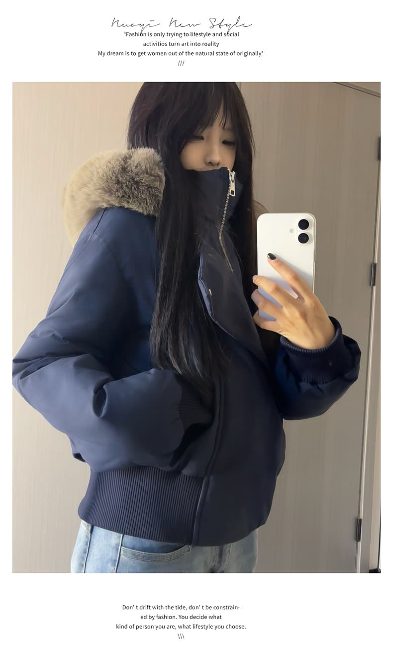 블루스 순간 여우 모피 칼라 쇼트 스타일 자이언트 잘 생긴 다운 재킷 여성 머저리 작은 키 재킷 새로운 코튼 자켓 상세 이미지 39