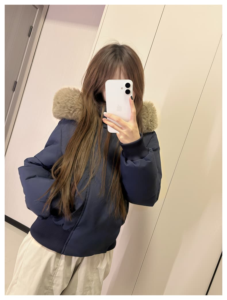 블루스 순간 여우 모피 칼라 쇼트 스타일 자이언트 잘 생긴 다운 재킷 여성 머저리 작은 키 재킷 새로운 코튼 자켓 상세 이미지 41