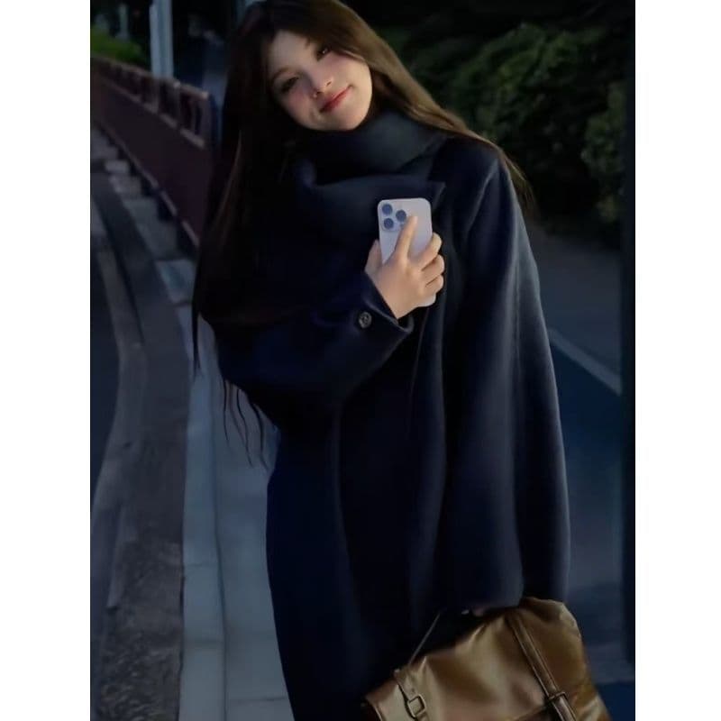 2026 고급 새로운 루즈핏 다용도 디자인 가을 겨울 스카프 수 있습니다. 언 로딩 양모 양면 코트 재킷 빛 럭셔리 이미지 2