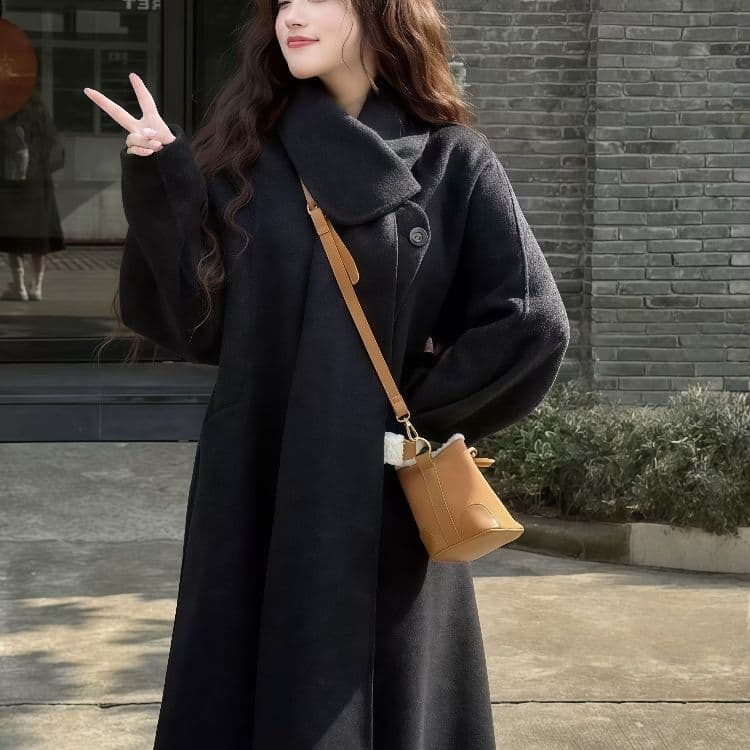 2026 고급 새로운 루즈핏 다용도 디자인 가을 겨울 스카프 수 있습니다. 언 로딩 양모 양면 코트 재킷 빛 럭셔리 상세 이미지 1