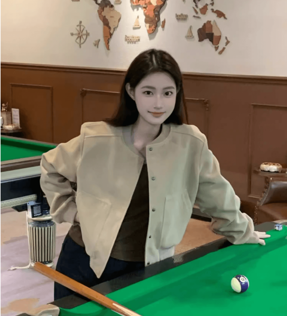 아메리칸 레트로 회색 쇼트 스타일 야구 유니폼 여성 코트 봄과 가을 디자인 센스 작은 대중 루즈핏 캐주얼 재킷 맨위 상세 이미지 5