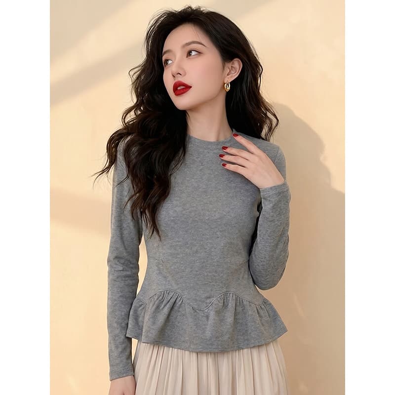 프랑스식 회색 레이스 만나는 긍정적 인 어깨 긴팔 티셔츠 여성 여름 고유 한 아름다운 인사이드 가져 가라. 품격 아름다운 작은 맨위 이미지 2