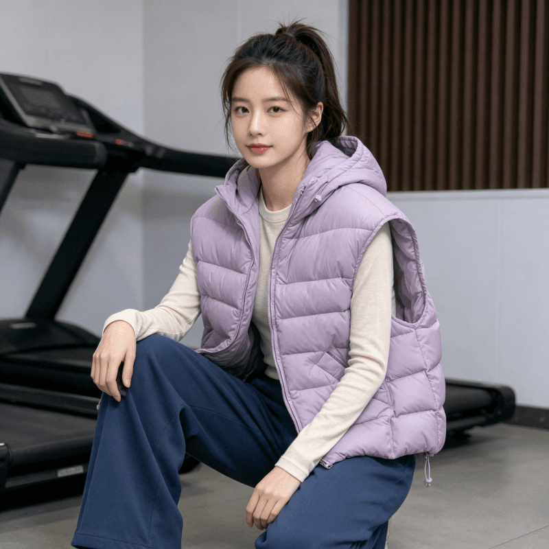 한국 스타일 루즈핏 고급 센스 슬림해 보이는 조끼 여자 2026 겨울 새로운 지퍼 디자인 센스 후드 민소매 조끼 트렌디 상세 이미지 12