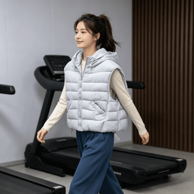 한국 스타일 루즈핏 고급 센스 슬림해 보이는 조끼 여자 2026 겨울 새로운 지퍼 디자인 센스 후드 민소매 조끼 트렌디 상세 이미지 15