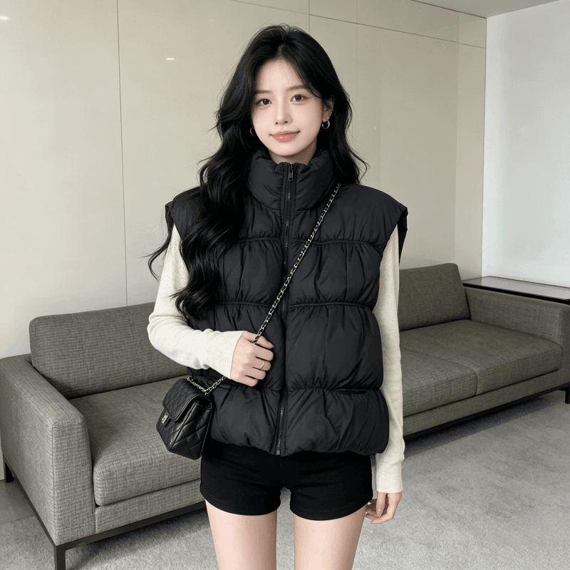 2026 새로운 umoumo 우 버섯 부드러운 다용도 트위스트 꽃 모직물 패치워크 후드 모피 칼라 허리 수축 아래 면화 의류 이미지 2