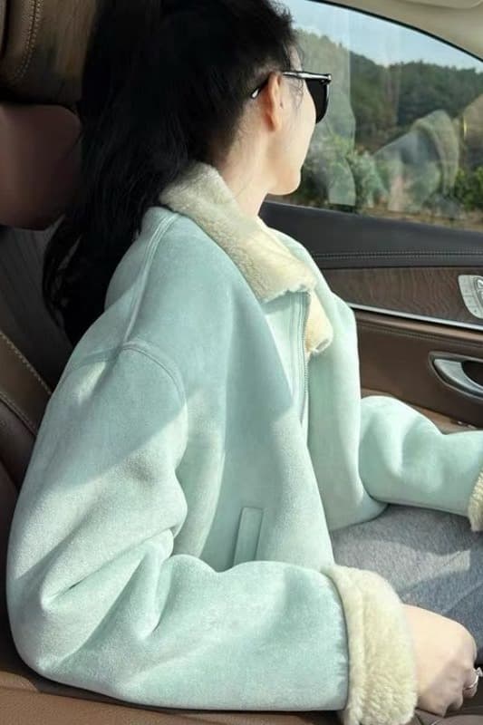 스웨이드 원단 피모 하나 양털 짧은 여성 코트 작은 키 고급 센스 플리스 폴로 칼라 두꺼운 보온 맨위 이미지 3