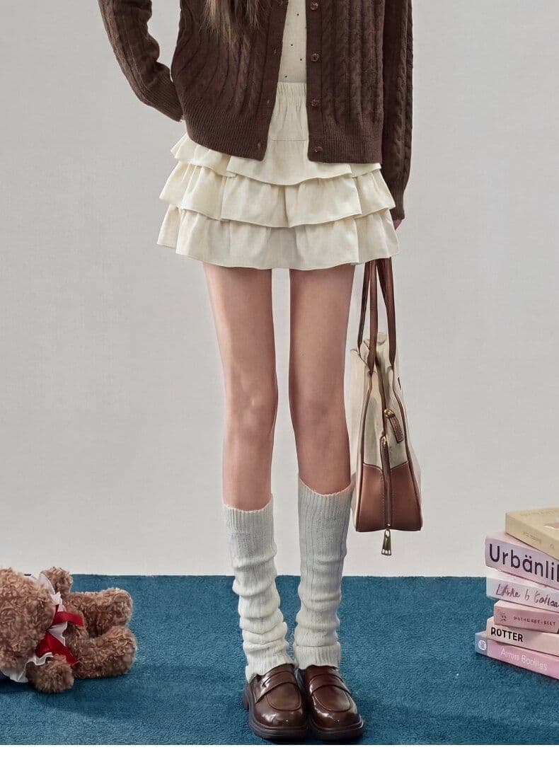 양면 플리스 한 부서 부드러운 바람 케이크 반신 스커트 여성 허리밴드 하이웨이스트 슬림해 보이는 작은 키 다용도 달콤한 자매 상세 이미지 10