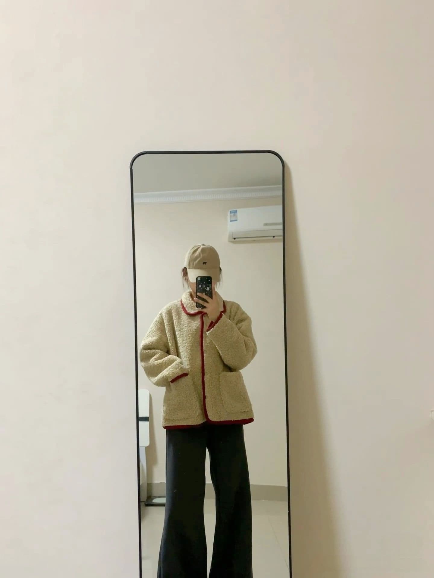 원본 원단 560 그램 한 번 작은 짭짤한 폴로 칼라 두꺼운 양털 플리스 여성 가을 겨울 빨간색 짧은 외투 보온 상세 이미지 7
