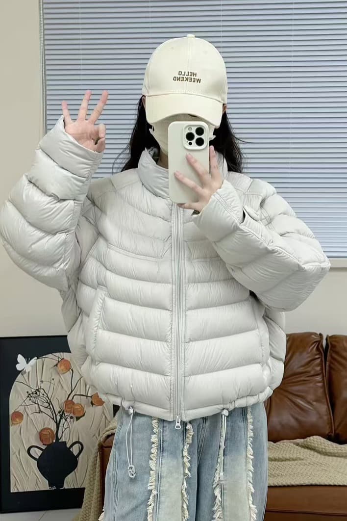 한국 스타일 루즈핏 2026 겨울 새로운 다운 재킷 여성 갈비 살 버블 푸 내부 및 외부 같은 재료 거북이 쇼트 스타일 코튼 자켓 이미지 7