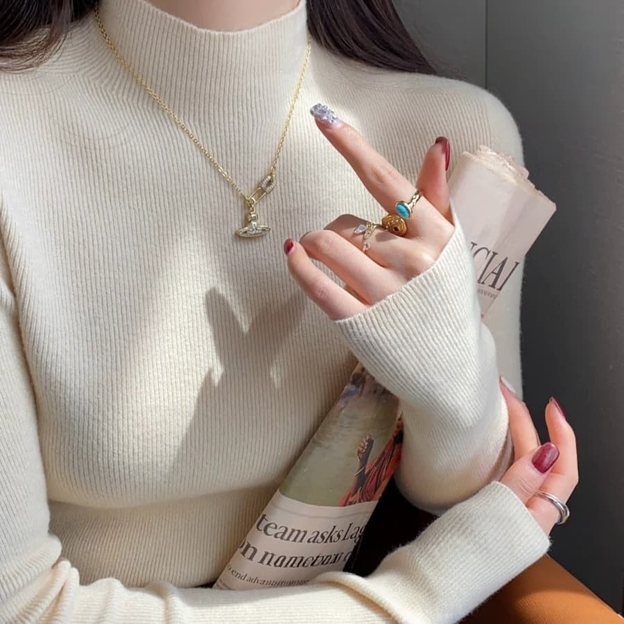 12 색상 반하이넥 양모 기본 셔츠 여성 의류 인사이드 가져 가라. 스웨터 2026 이른 가을 새로운 니트 몸매 가꾸기 블랙 맨위 이미지 5