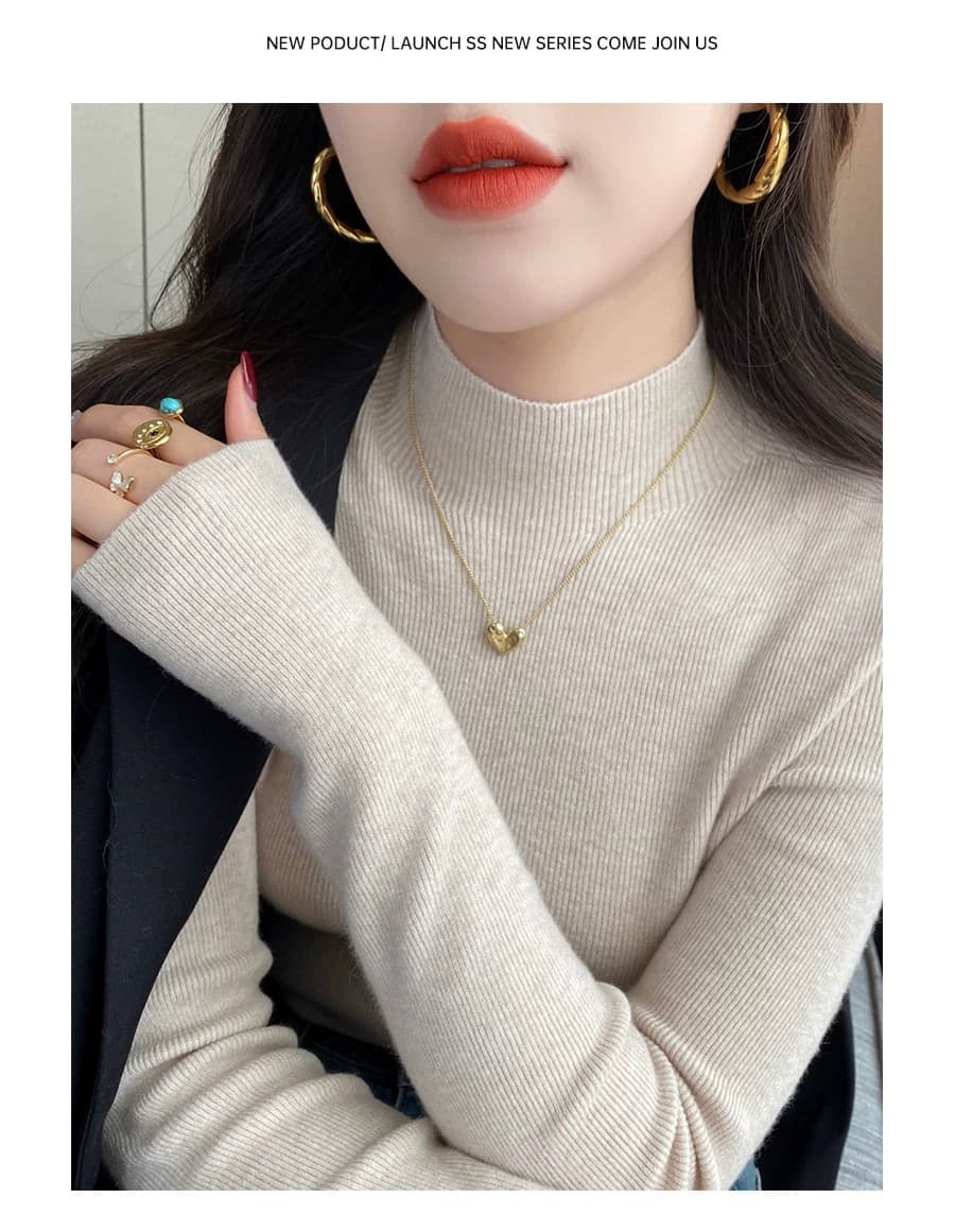 12 색상 반하이넥 양모 기본 셔츠 여성 의류 인사이드 가져 가라. 스웨터 2026 이른 가을 새로운 니트 몸매 가꾸기 블랙 맨위 상세 이미지 21