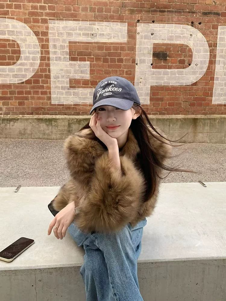 깃발 호박색 대 사촌 여우털 쇼트 스타일 한국 스타일 영 섹션 모피 코트 인터넷 유명인 섹션 여성 모피 재킷 상세 이미지 2