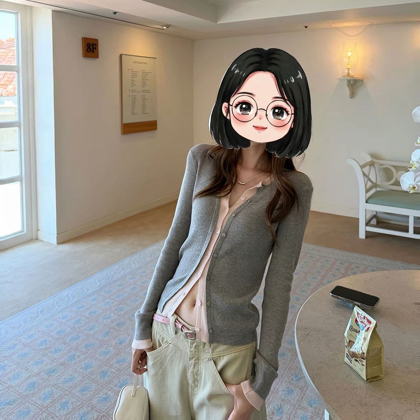 이른 가을 한 부서 chic 착용 가져 가라. 페이크 레이어드 맨위 여성 2026 가을 새로운 몸매 가꾸기 슬림해 보이는 패치워크 색상 니트 오픈 가디건 이미지 3