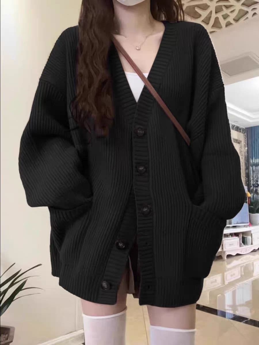 느긋한 바람 스웨터 코트 여성 의류 가을 겨울철 새로운 니트 오픈 가디건 착용 가져 가라. 고급 센스 이미지 3