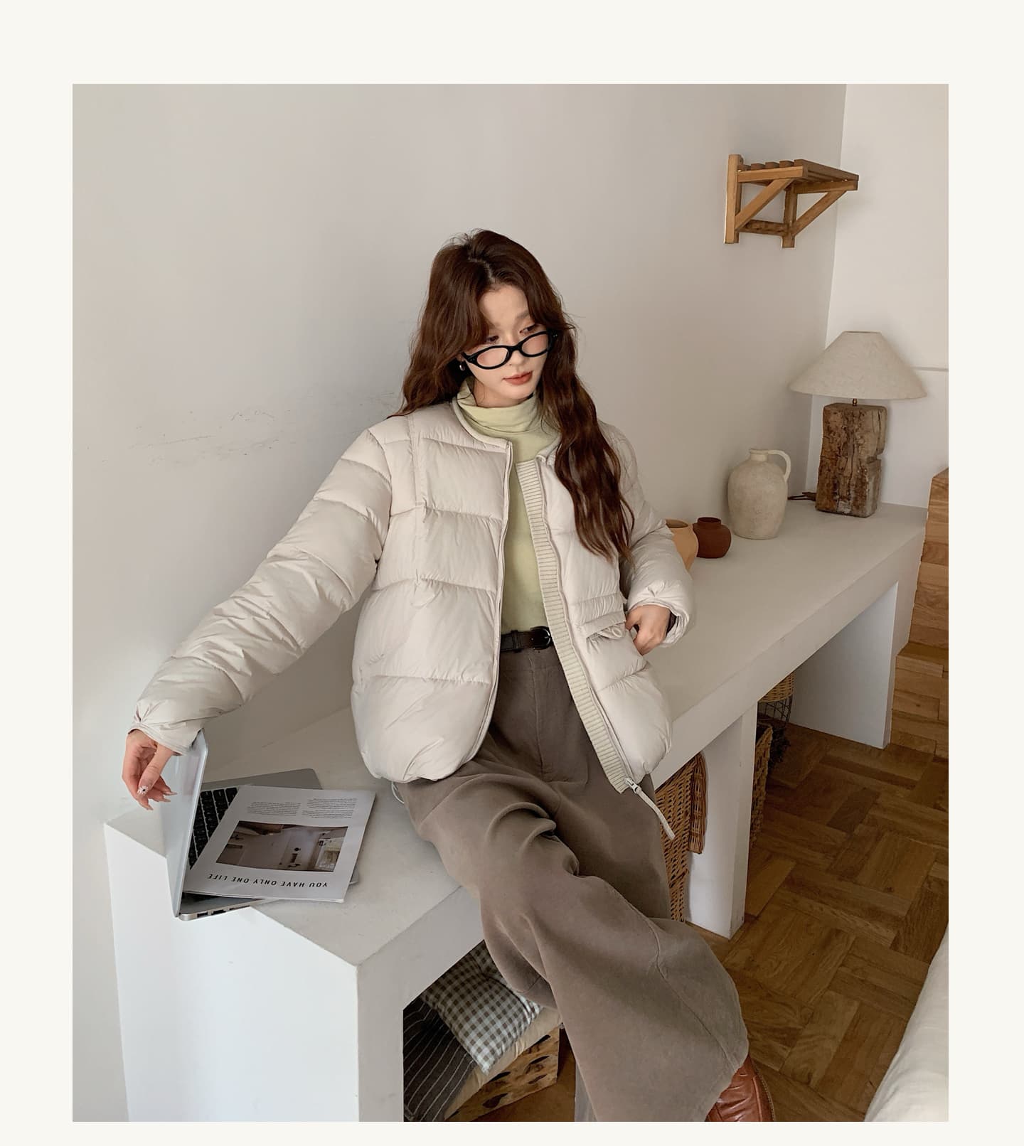 2026 겨울 한 부서 패치워크 지퍼 디자인 센스 다용도 미니멀리즘 패션 보온 라운드 넥 여성 면 의류 재킷 상세 이미지 16